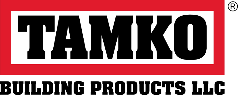 Logo for TAMKO Building Products LLC. The word "TAMKO" is in bold black letters inside a red rectangle, with "BUILDING PRODUCTS LLC" written below in black capital letters.